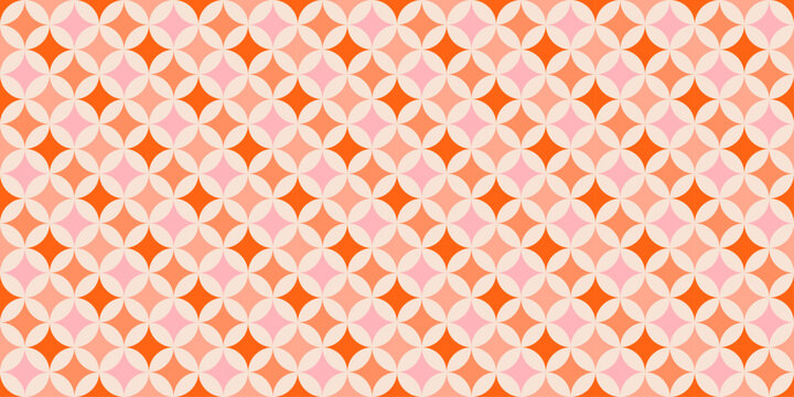 Mid century modern starburst seamless pattern. Bright color geometric retro vintage background. Repeated print for textile, packing and wrapping paper. Vector illustration art