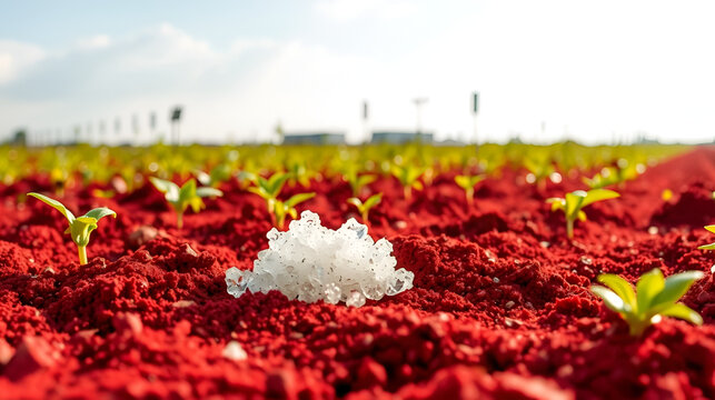 Mineral fertilizer with phosphorus in red