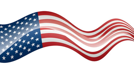 Waving American flag illustration with red white and blue colors