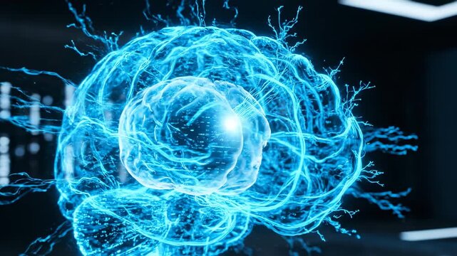 Stunning 3D Render of a Glowing Brain with Neural Connections.