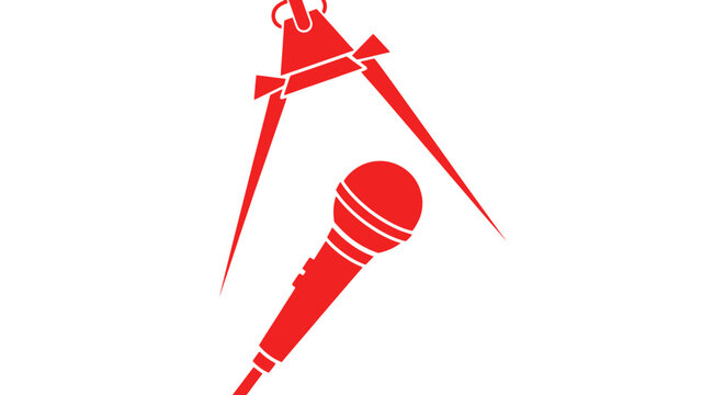 Red Microphone and Compass Graphic Design.