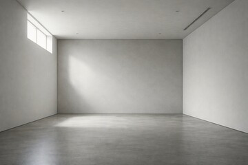 Obraz premium Minimal Interior with High Window Natural Light and Large Blank Wall for Product Display or Advertising