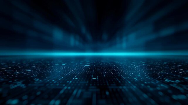 Abstract technology big background digital flow office block ai server system network business computer car design pattern glowing horizon digital flow of network blocks and server pattern creates