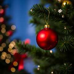 Obraz premium A tree adorned with a red bauble