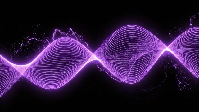 Abstract glowing purple wave pattern on a dark background