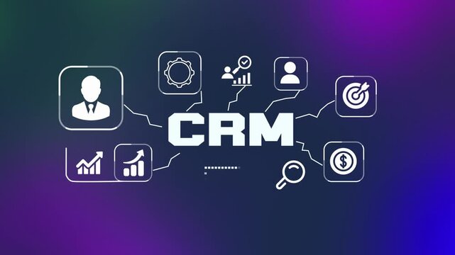  Comprehensive 3D CRM customer relationship management concept featuring floating support and user icons on a digital platform.