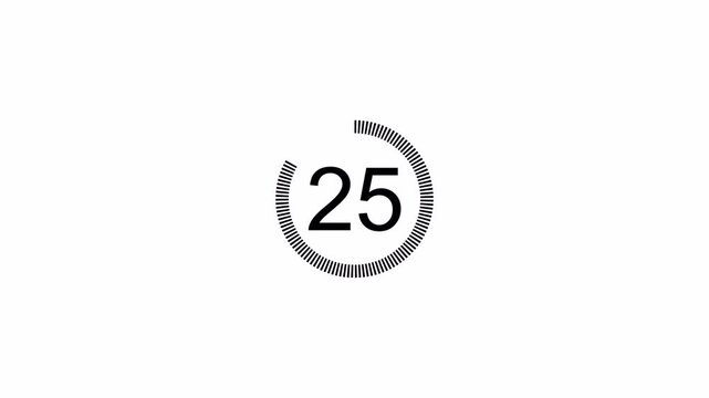 thirty second countdown timer animation from 30 seconds to 0 seconds on a transparent background, thirty second countdown timer with alpha channel

