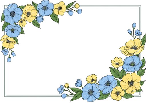 Hand-Drawn Floral Frame: Delicate Line Art