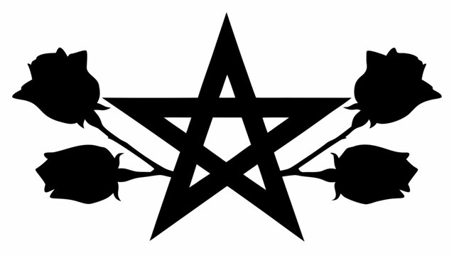 Bah' nine pointed star symbol with roses silhouette spiritual and religious iconography graphic design element faith and culture
