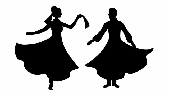 Couple performing traditional giddha dance in silhouette punjabi folk dance cultural performance