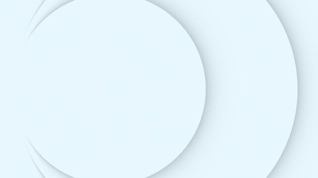 Animation of abstract overlapping white circles on the side, clean minimal motion graphic background with copy space