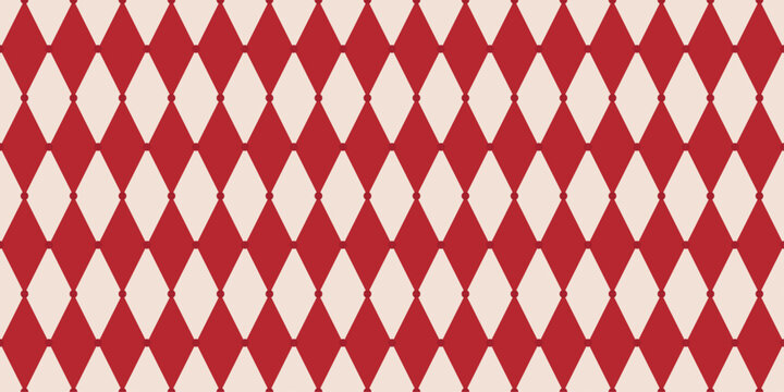 Red Circus Argyle Seamless Pattern. Harlequin rhombus background. Geometric masquerade ornament. Elegant holiday festival. Simple print for wrapping paper, fabric and textile. Vector illustration
