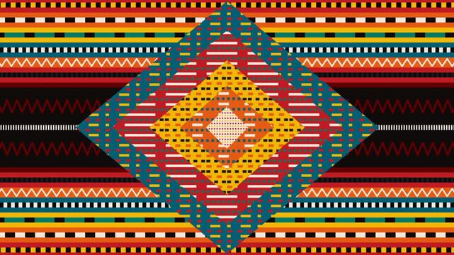 Abstract Native American Inspired Geometric Ethnic Pattern Motion Background
