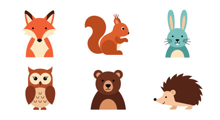 Obraz premium Cartoon forest animals illustration