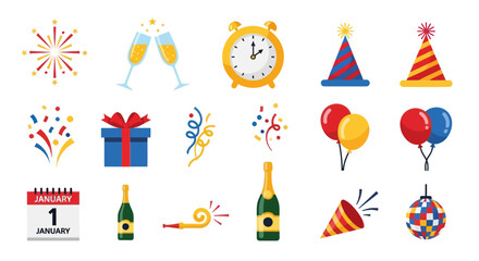 Fototapeta premium Celebration elements party decorations and symbols