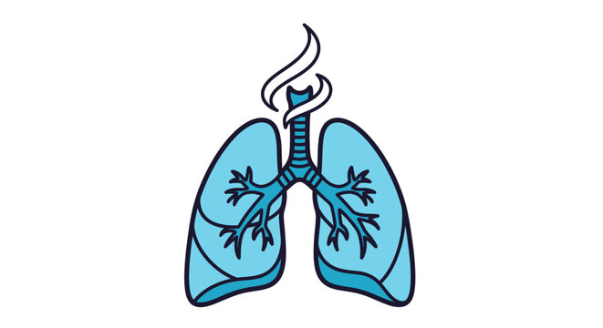 Illustration of human lungs with smoke coming out.