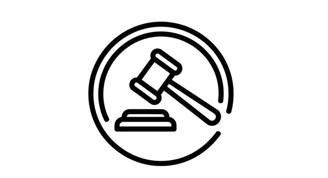 Justice Gavel Icon Symbolizing Law and Order.