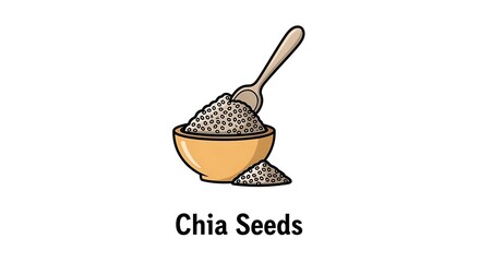 Chia seeds in a bowl with a spoon, a healthy and nutritious ingredient for dietary supplements and superfoods