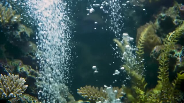 Underwater Scene With Bubbles Rising.