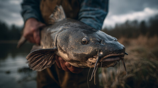 a cat fish catch in river