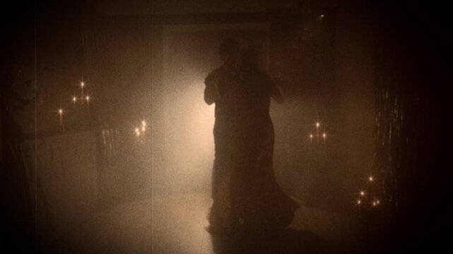 1920s old style black and white color group of people dancing crowd enjoying time in dark night club. girls flapper female male have fun at dance floor party old retro, roaring twenties evening ball.