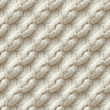 Seamless white braided canvas weave pattern with textile rope texture