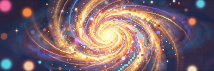 Vibrant Pixel Spiral Nebula Abstract Background © fast high definition