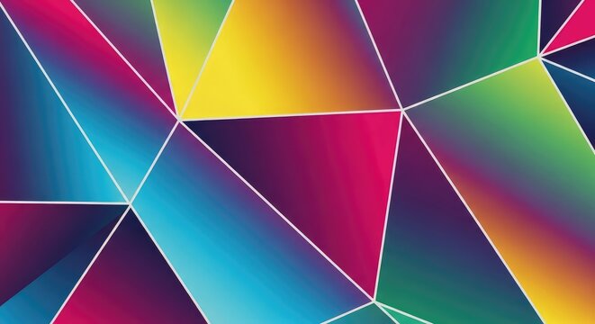 Dynamic geometric pattern with sharp intersecting lines creating colorful broken planes and deep visual texture, illustration, shape, design