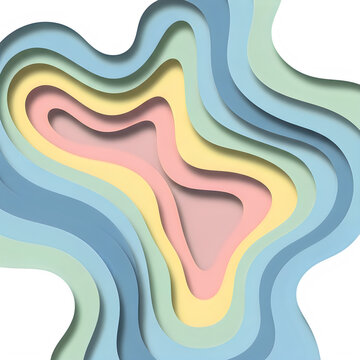 Multicolored abstract geode slice with wavy layers isolated on transparent background