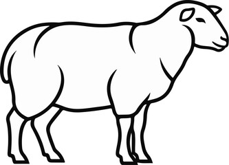 Fototapeta premium A simple black outline drawing of a sheep standing on four legs