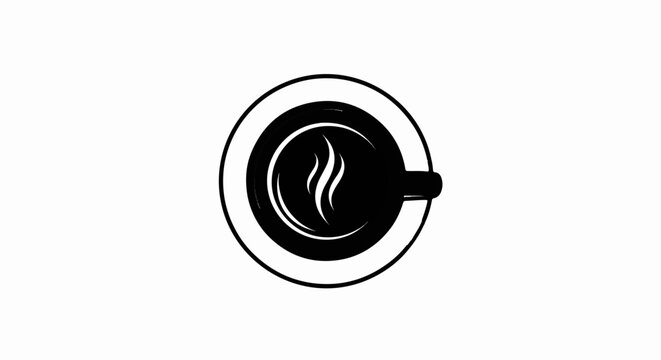 A simple, stylized black and white icon of a hot cup of coffee with steam