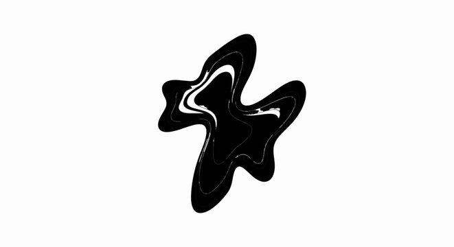 Abstract black form with fluid, dynamic, organic, wavy, flowing lines and contours