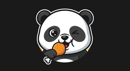 Cartoon panda enjoys food © Aester