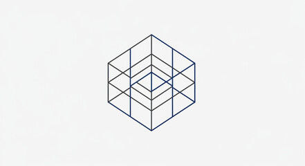 Abstract geometric cube illusion on white background.