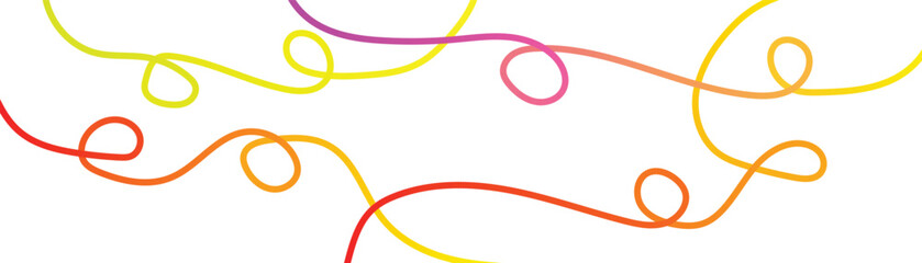 Vibrant multicolored swirling lines on a white background creating a dynamic abstract art piece with wavy patterns and loops