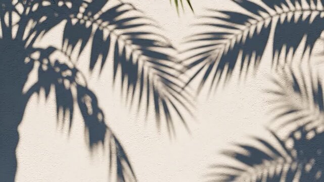 Shadows of tropical foliage cast on a textured wall surface