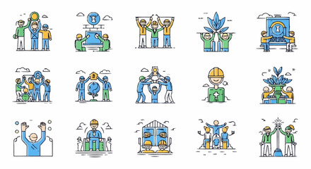 Fototapeta premium Collection of diverse business and social concept icons.