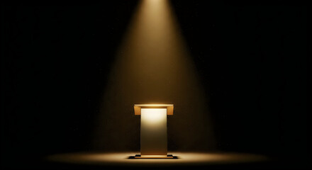 A solitary pulpit illuminated against a starry night backdrop