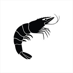 Shrimp silhouette vector illustration isolated on white background.