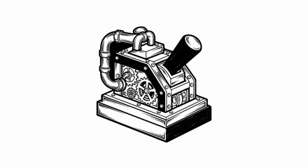 Obraz premium Intricate mechanical device with exposed gears and pipes