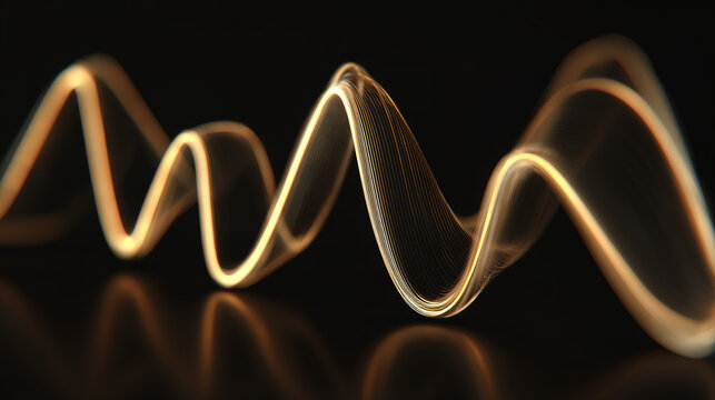 A luminous golden waveform moves across a deep black space, symbolizing capital flow, market volatility, and financial momentum in a refined and modern visual language