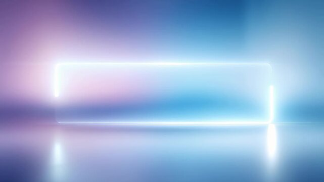 Neon rounded rectangle frame pulses on pastel blue purple gradient background loop 60 FPS