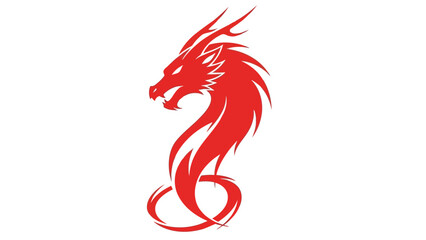 Fototapeta premium A bold and stylized depiction of a red dragon head with intricate details and flowing mane Vector