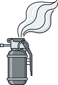 Smoking hand grenade with pin pulled out smoke explosive