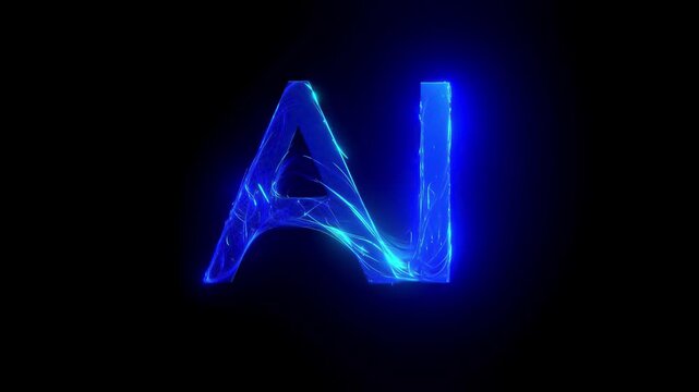 Brain digital convert to text, AI on black background. Artificial intelligence concept background. Can be used in background elements related to technology, science, communication or social media. 3D 