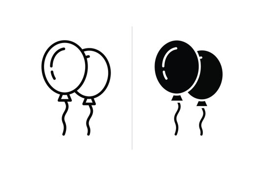 Balloons Icon Set: Outline and Silhouette for Celebration