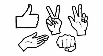 Obraz premium Collection of Five Hand Gestures Icons Vector Illustration.