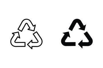 Obraz premium Recycling Symbol Icons, Eco-Friendly, Sustainability, Reuse Arrows, Environmental Protection, Line Art and Solid
