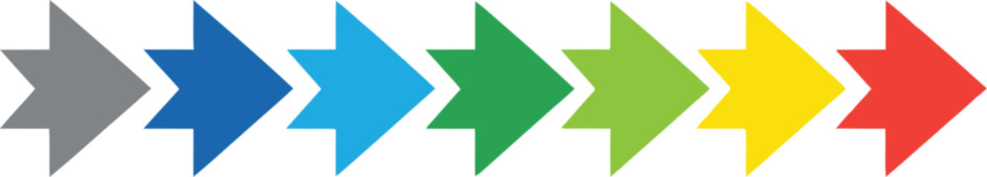 Colorful notched arrow progress timeline
