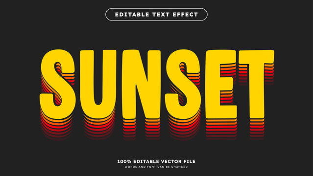 Retro Vintage Text Effect Sunset Layered Outline Style